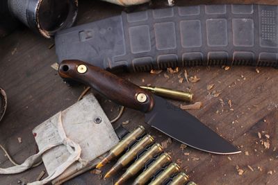 Half Face Blade Featherlight 3.35” Fixed Blade / Desert Ironwood / Armor Black Cerakote S45VN