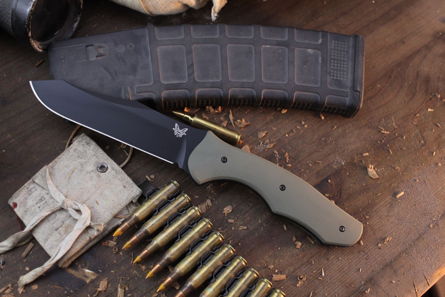 Benchmade Contego 4.97&quot; Fixed Blade / OD Green Cerakote G-10 / Black S30V  ( Pre Owned )