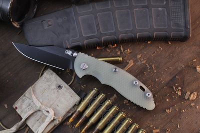 Hinderer XM-18 Bowie 3.5&quot; Framelock Flipper / Jade G-10 &amp; Battle Black Titanium / Battle Black MagnaCut