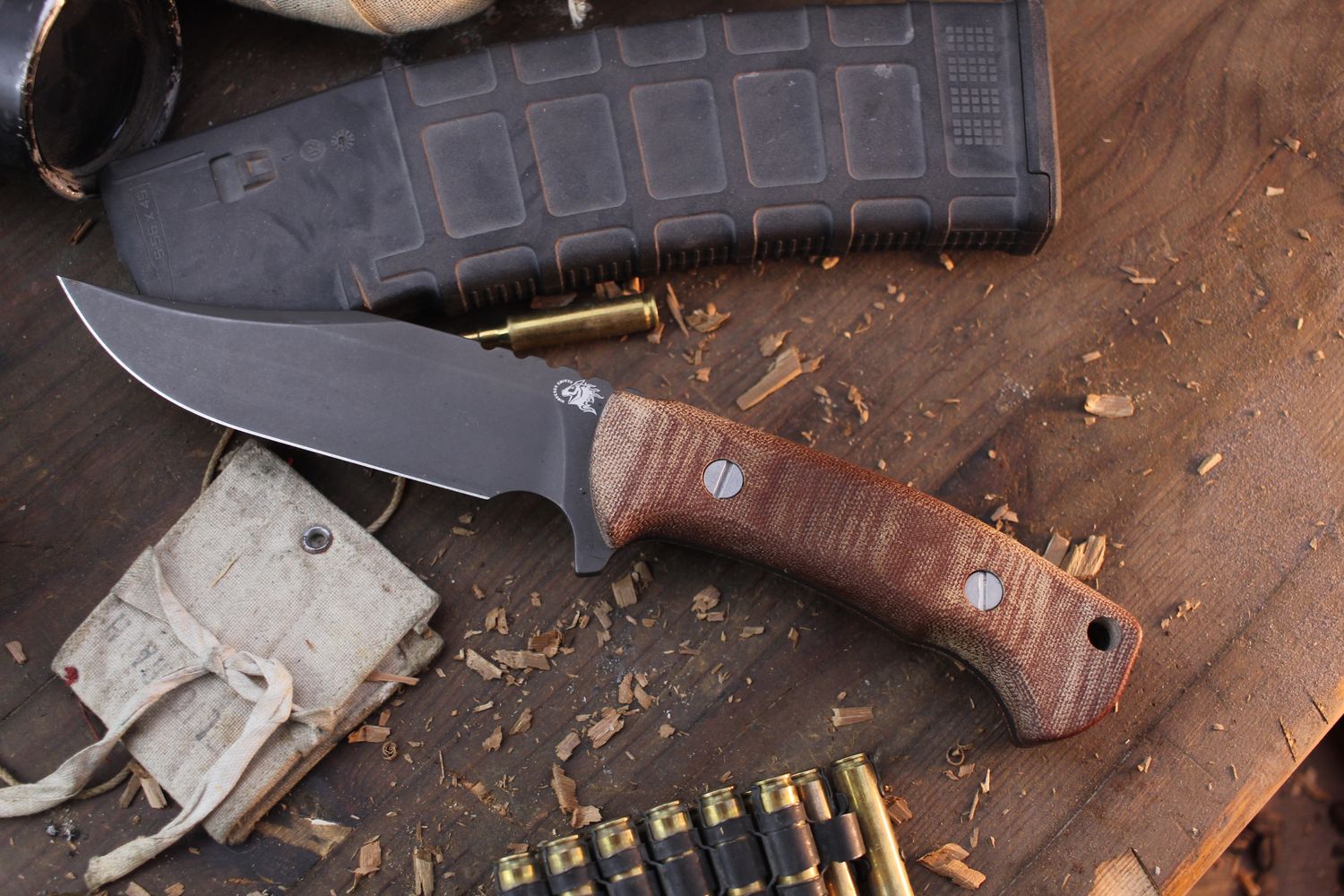 Hinderer The Ranch 5.25&quot; Fixed Blade / Natural Canvas Micarta / Blackwashed 3V ( Pre Owned )