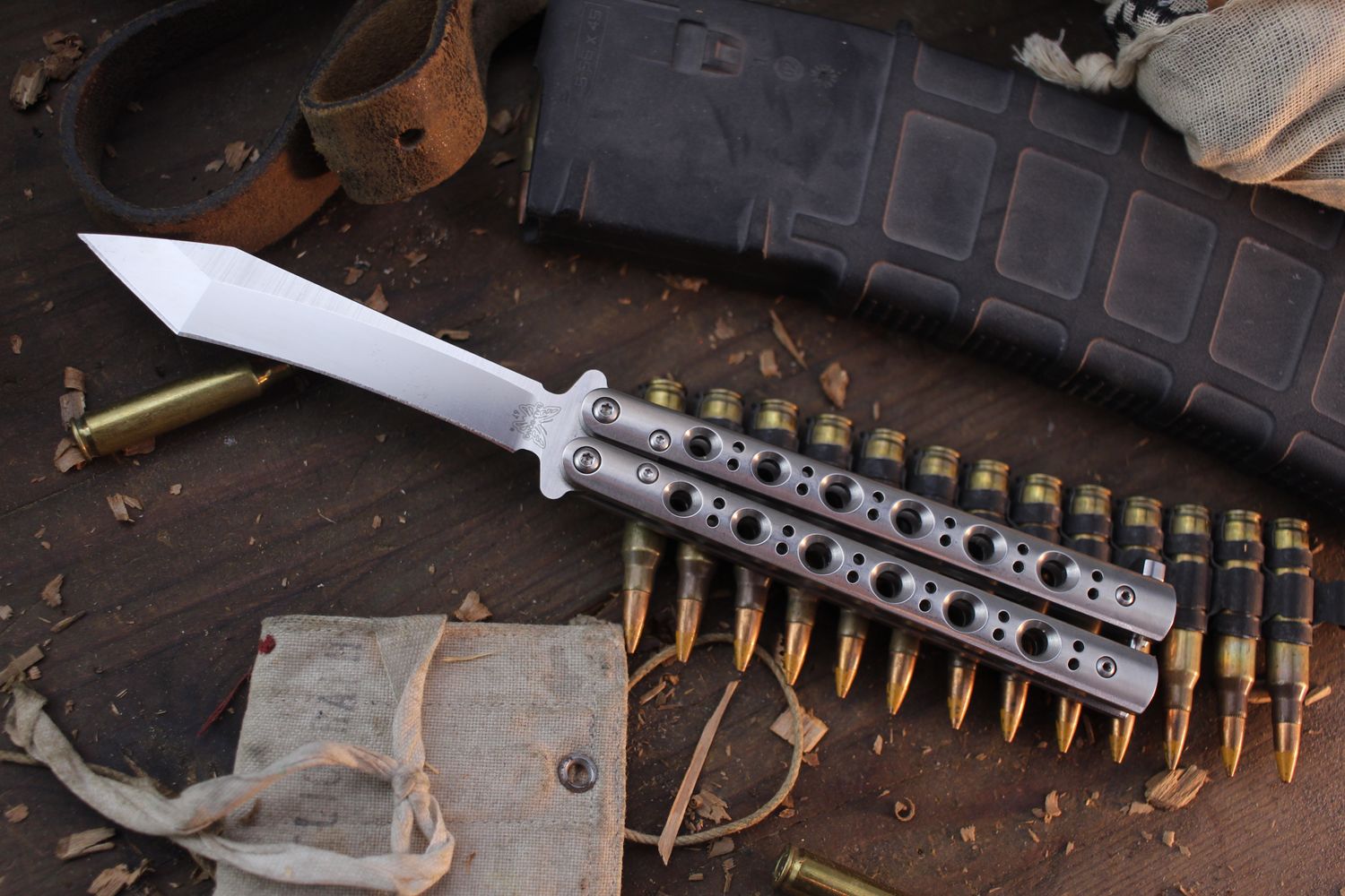 Benchmade 67 Recurve Tanto Balisong 4.25&quot; Butterfly Knife / Stainless Steel / Satin D2  ( Pre Owned )