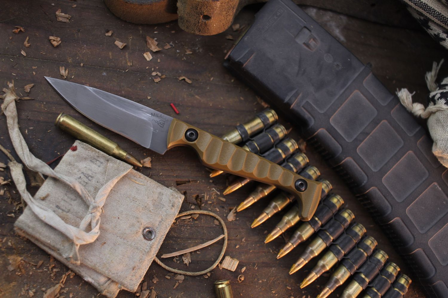 MilMak Custom CCW 3&quot; Fixed Blade + Trainer Combo / Desert Tan G-10 / Acidwashed S35VN ( Pre Owned )