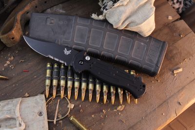 Benchmade AFO II 3.56&quot; Auto Folder / Black Aluminum / Black Serrated154CM ( Pre Owned )