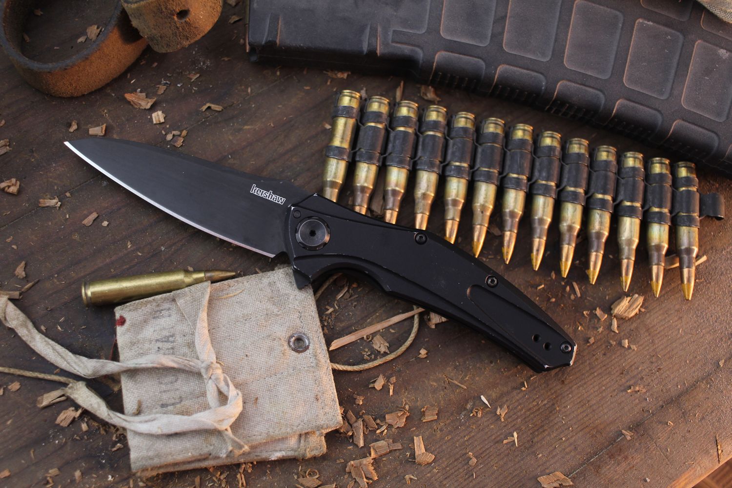 Kershaw SMKW Exclusive Barenuckle 3.5&quot; Framelock Flipper / Black Aluminum / Black CPM-20CV ( Pre Owned )