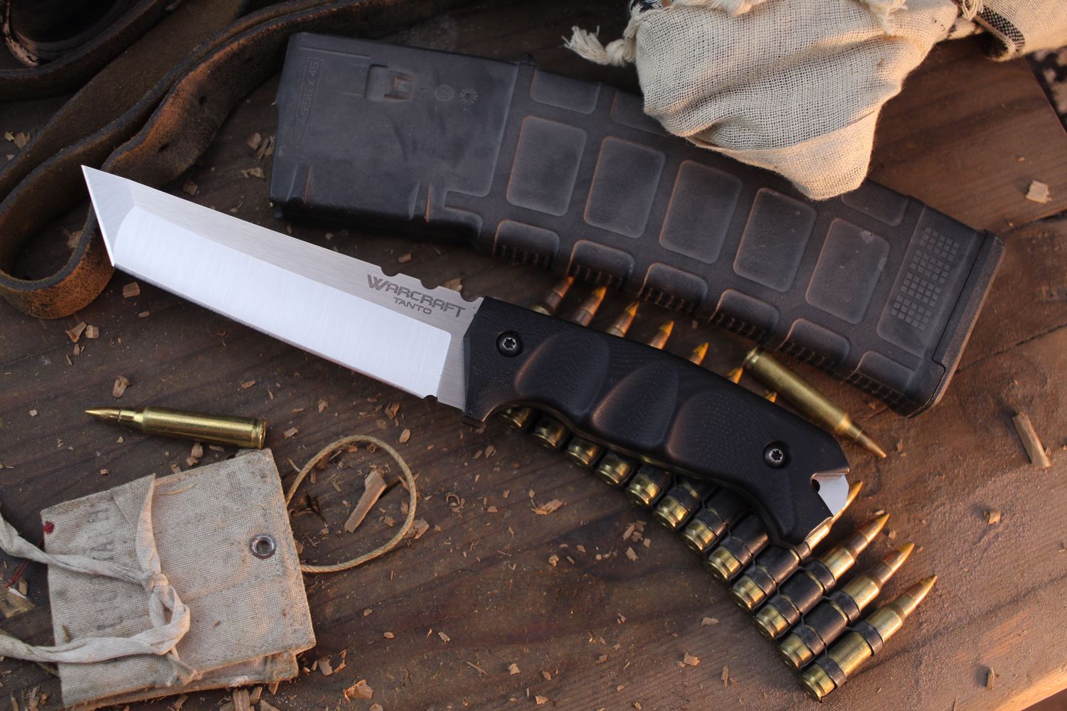 Cold Steel Medium Warcraft Tanto 5&quot; Fixed Blade / Black G-10 / Satin San Mai ( Pre Owned )