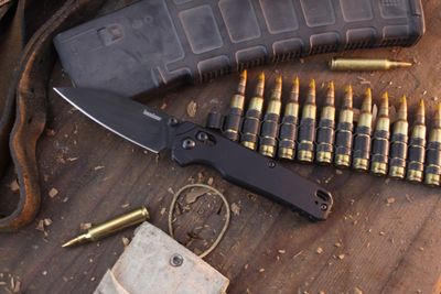 Kershaw Bel-Air 3.4" Cross Bar Lock Folder  / Black Aluminum / Black MagnaCut ( Pre Owned ) Kershaw Bel-Air 3.4" Cross Bar Lock Folder  / Black Aluminum / Black MagnaCut ( Pre Owned )