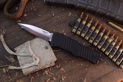 Hogue Mini Incursion D/E 3" OTF AUTO / Black Aluminum / Stonewashed 154CM ( Pre Owned )