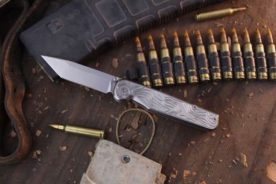 Tactile Knife Co. Limited Edition Rockwall 3" Linerlock Folder / Machined Topo Titanium / Stonewashed CPM-MagnaCut ( Pre Owned