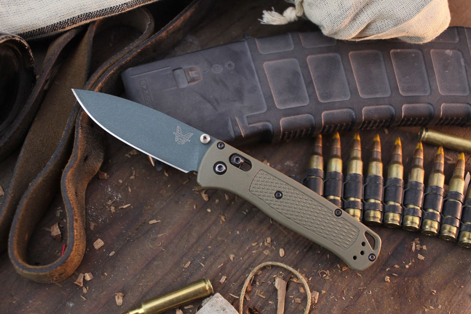 Benchmade Bugout 3.24&quot; AXIS Lock Folder / Ranger Green Grivory / Northern Lights Cerakote S30V ( Pre Owned )