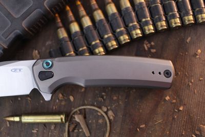 Zero Tolerance 0044 3.2" Button Lock Flipper / Bead Blasted Titanium / Stonewashed S45VN ( Pre Owned )