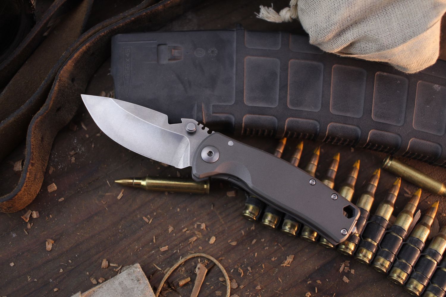 DPx Gear HEST/F Urban 2.9&quot; Framelock Folder / Sterile Bead Blasted Titanium / Satin CPM-154 ( Pre Owned )