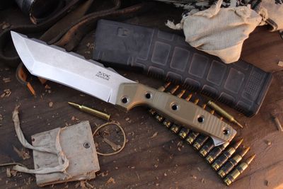 3DK Amuk 6&quot; Fixed Blade Tanto / Desert Tan G-10 / Stonewashed Elmax ( Pre Owned )