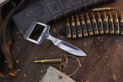 Bowen USA Vintage 2.5" Belt Buckle Dagger / 40" Leather Belt / Integral Polished 440C