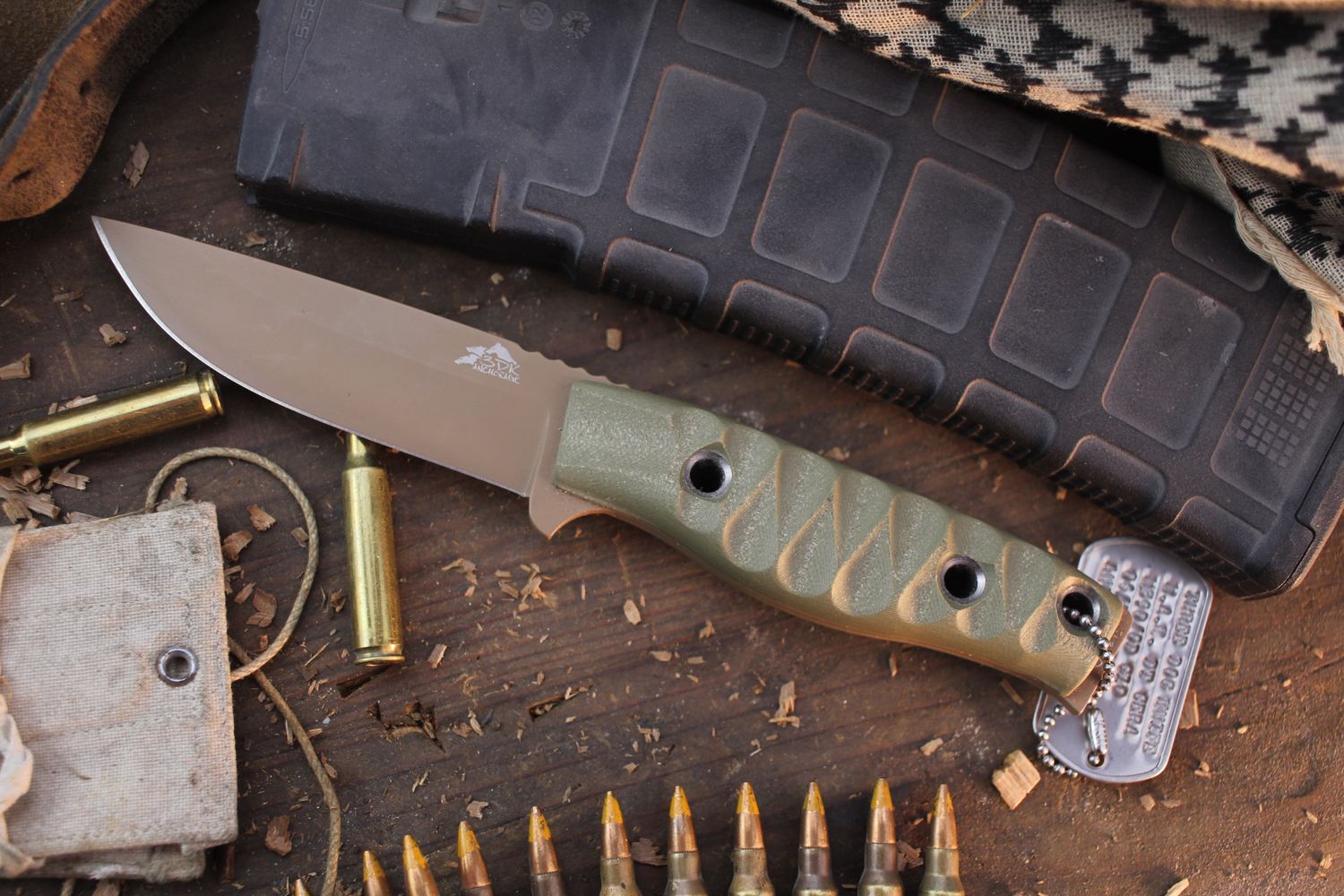 3DK MAK 4&quot; Fixed Drop Point, Desert Tan Cerakote M390 Blade / OD Green G10 Handle ( Pre Owned )