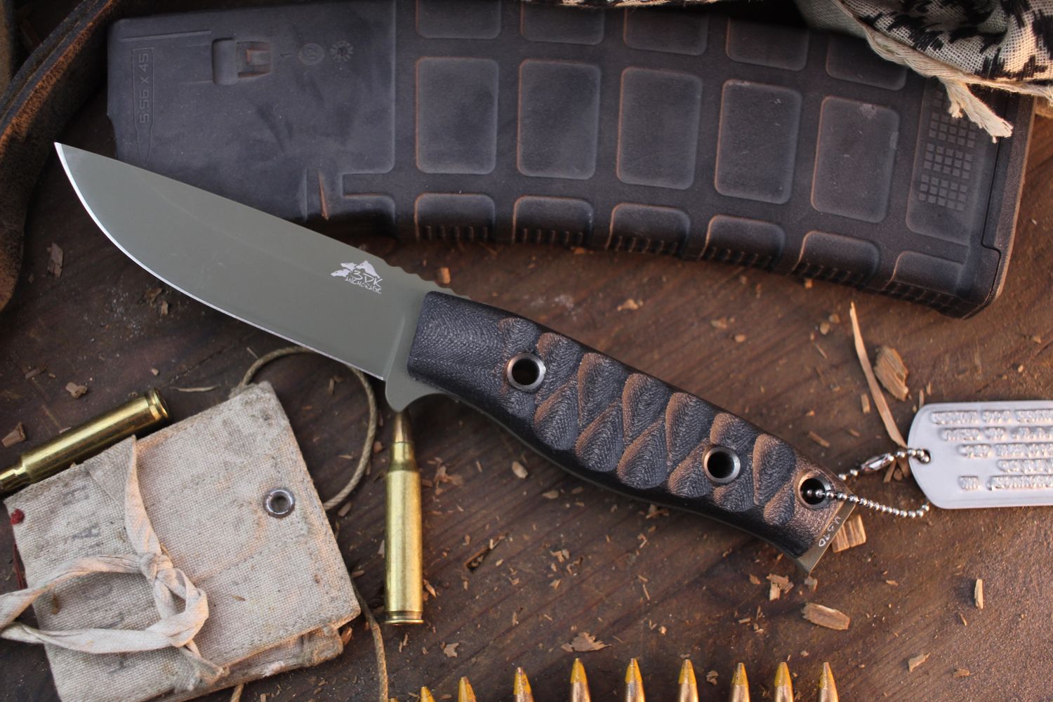 3DK MAK 4&quot; Fixed Drop Point, OD Green Cerakote M390 Blade / Black G10 handle ( Pre Owned )