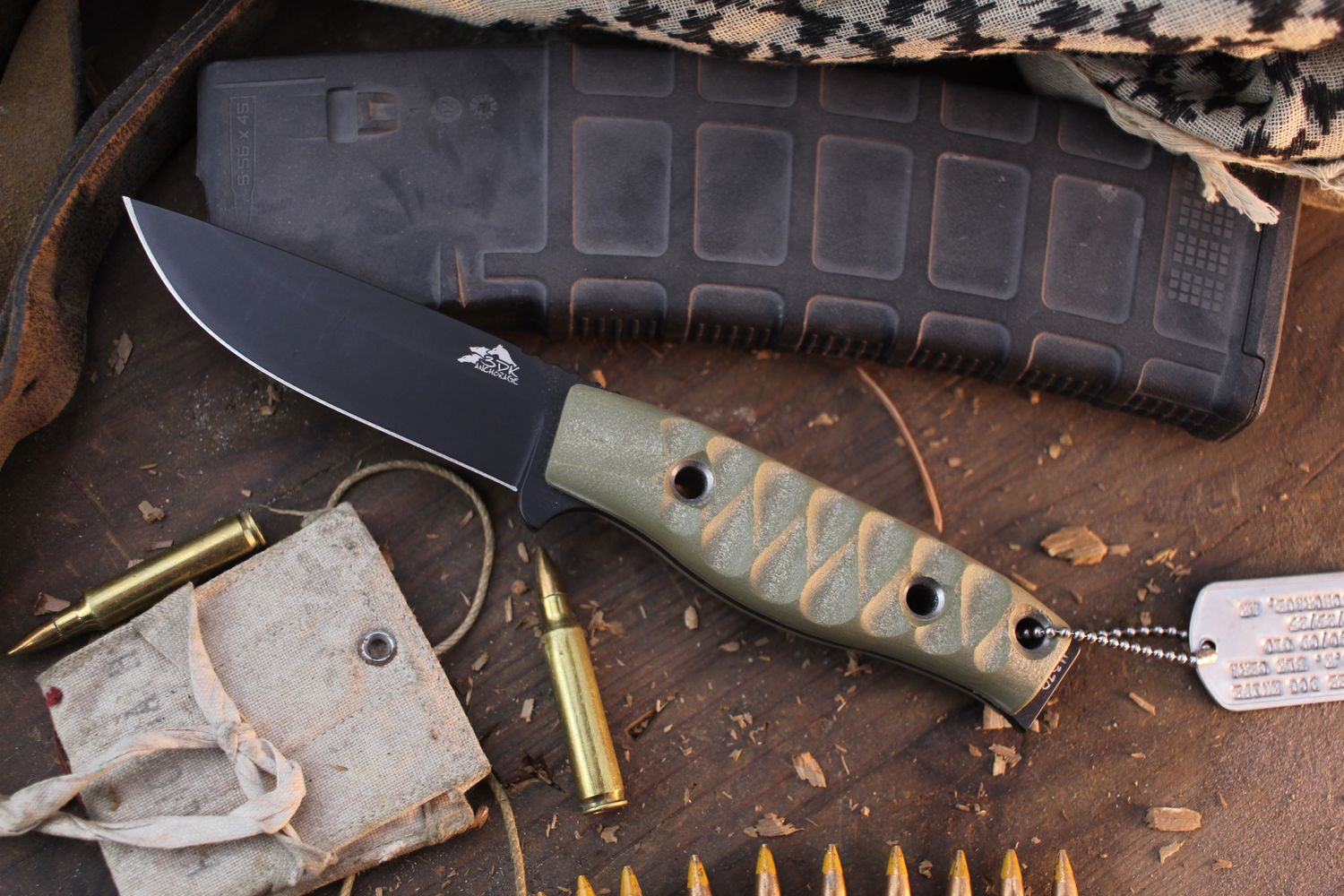 3DK MAK 4" Fixed Drop Point, Black Cerakote M390 Blade / OD Green G10 Handle ( Pre Owned ) 3DK MAK 4" Fixed Drop Point, Black Cerakote M390 Blade / OD Green G10 Handle ( Pre Owned )