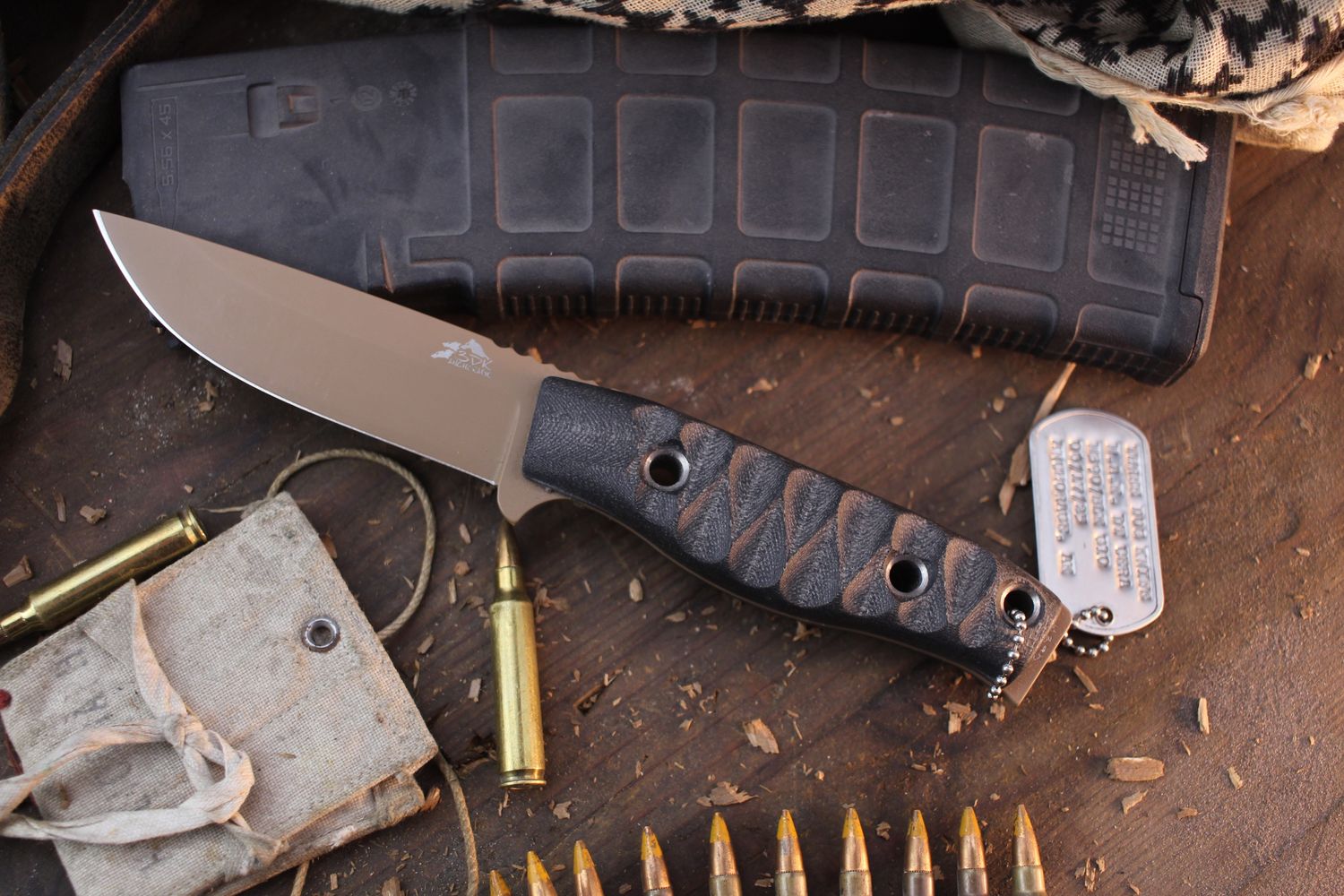 3DK MAK 4&quot; Fixed Drop Point, Desert Tan Cerakote M390 Blade / Black G10 handle ( Pre Owned )