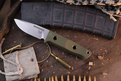 Benchmade Mini Bushcrafter 3.4&quot; Fixed Blade / OD Green G-10 / Stonewashed S30V ( Pre Owned )