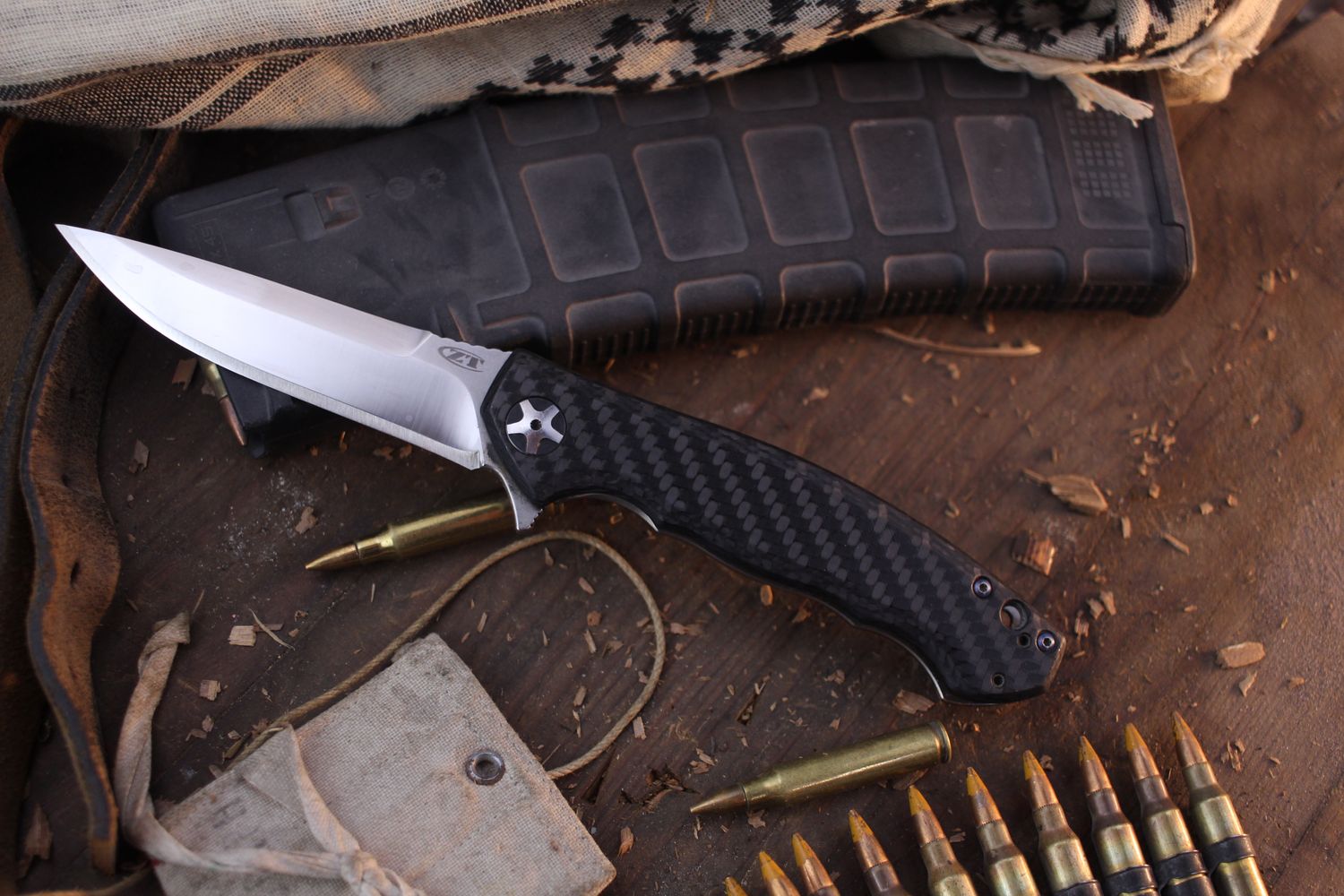 Zero Tolerance 0452CF Sinkevich 4.1&quot; Framelock Flipper / Carbon Fiber &amp; Titanium / Satin S35VN ( Pre Owned )