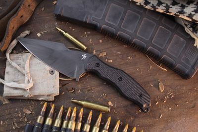 Borka Blades Production SB1 4.125&quot; Fixed Blade / 3D Machined Carboin Fiber / Black M390 ( Pre Owned )