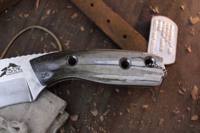 3DK Riot 3.7&quot; Fixed Tanto Point, K110 Blade / Walrus Ivory Handle