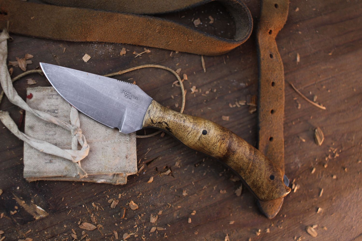 907knives Nelchina Skinner 3&quot; Fixed Blade / Mango Wood / Stonewash 80CRV2