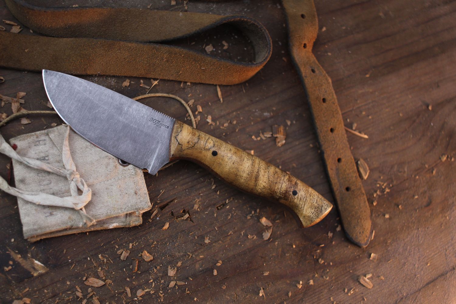 907knives Nelchina Hunter 3.25&quot; Fixed Blade / Mango Wood / Stonewash 80CRV2