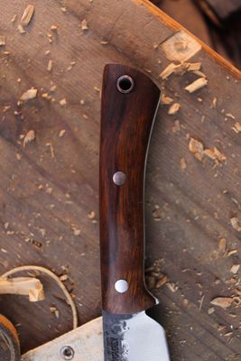 Lon Humphrey Mini Gun 5.25" Fixed Blade / Desert Ironwood / Forge Finish 52100 ( Pre Owned )