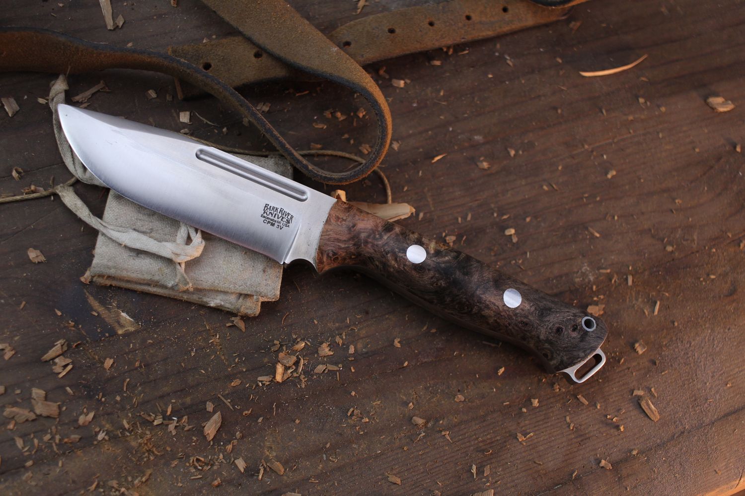Bark River Knives Squad Leader 4.6&quot; Fixed Blade / Maple Burl / Satin CPM-3V ( Pre Owned )