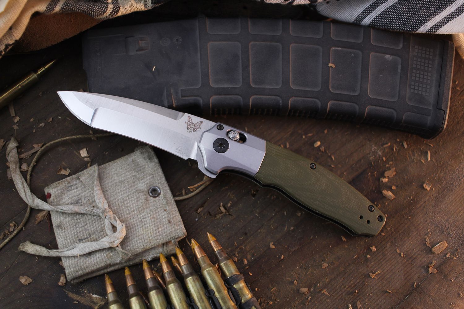 Benchmade Vector 3.6&quot; AXIS-Assist Flipper / OD Green G-10 / Satin Compound Grind 20CV (Pre Owned)