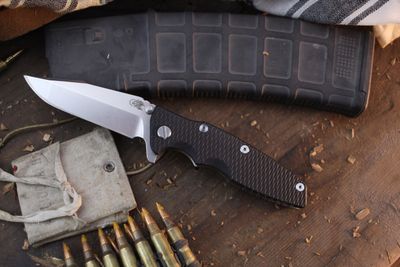 Hinderer Eklipse 3.5&quot; Framelock Flipper / Black G-10 &amp; Stonewashed Titanium / Stonewashed Harpoon Spanto S45VN ( Pre Owned )