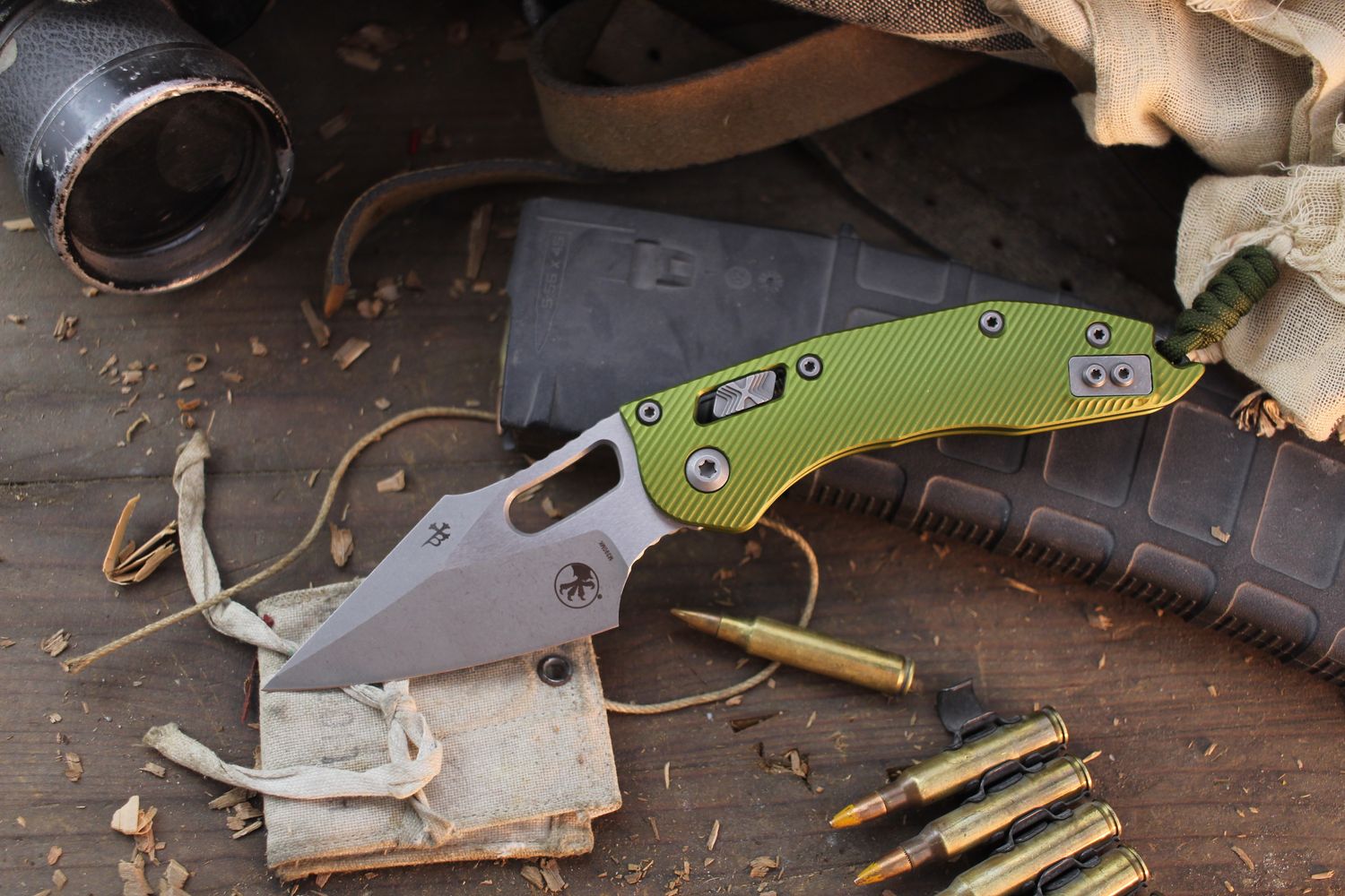 Microtech Stitch 3.625&quot; RAM-LOK Folder / OD Green Fluted Aluminum / Apocalyptic M390MK ( Pre Owned )