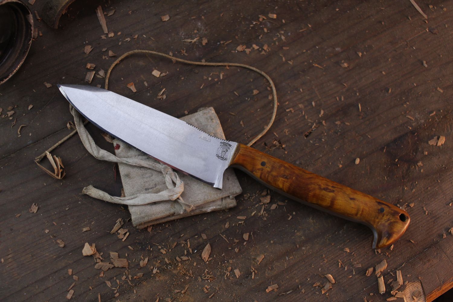 Carnivore Tactical Bush Master 5&quot; Fixed Blade / Birch / Stonewashed AEB-L