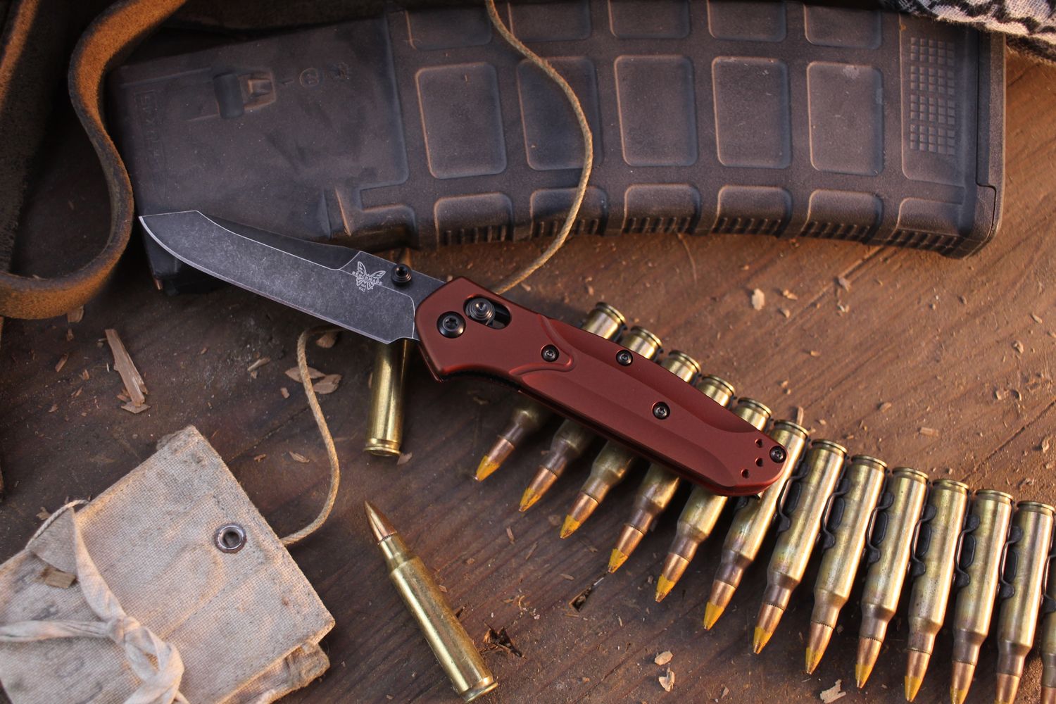 Benchmade Mini Osborne 2.92&quot; Axis Lock Folder / Burnt Copper Aluminum / Blackwashed MagnaCut ( Pre Owned )