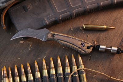 RMJ Tactical Gym Rat 2.38" Fixed Blade / Hyena Brown G-10 / Gray Cerakote Nitro-V ( Pre Owned