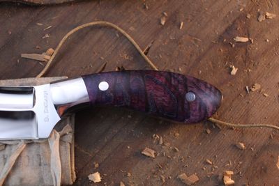 Don Dezarn Custom Skinner 3.5" Fixed Blade / Purple Dyed Maple Burl / Polished N690