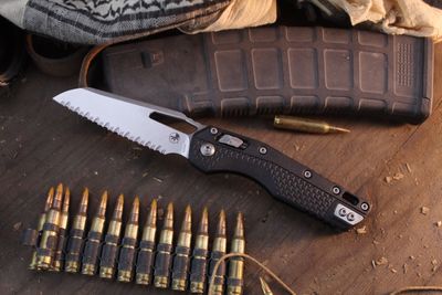 Microtech MSI 3.8" Ram-Lok Folder / Black Polymer / Stonewashed Serrated M390MK