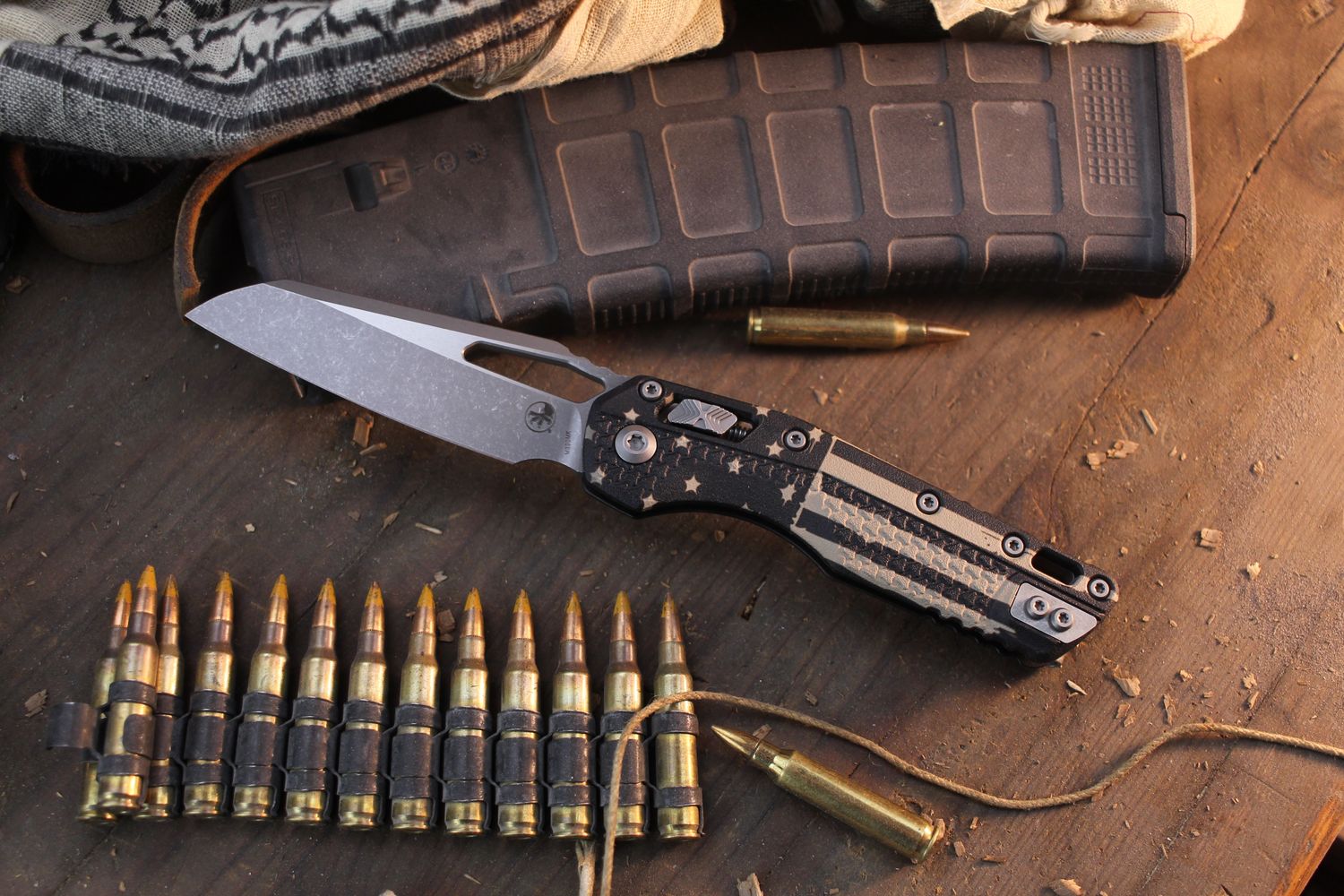 Microtech MSI 3.8&quot; Ram-Lok Folder / Merica Flag Polymer / Apocalyptic M390MK