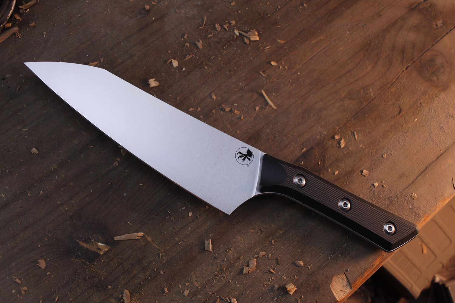 Microtech Kitchen 8&quot; Chef&#39;s Knife / Black G-10 / Stonewashed M390MK