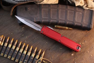 Microtech Ultratech D/E Gen IV 3.5" AUTO OTF / Red Aluminum / Stonewashed M390MK