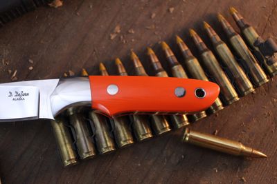 Dezarn Knives 3 Finger 2.5" Skinner / Orange G-10 / Polished N690 ( Pre Owned )