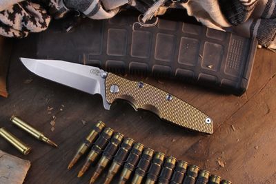 Hinderer Eklipse 3.5&quot; Framelock Flipper / Stonewashed Textured Bronze Titanium / Stonewashed Harpoon Spanto S45VN ( Pre Owned )