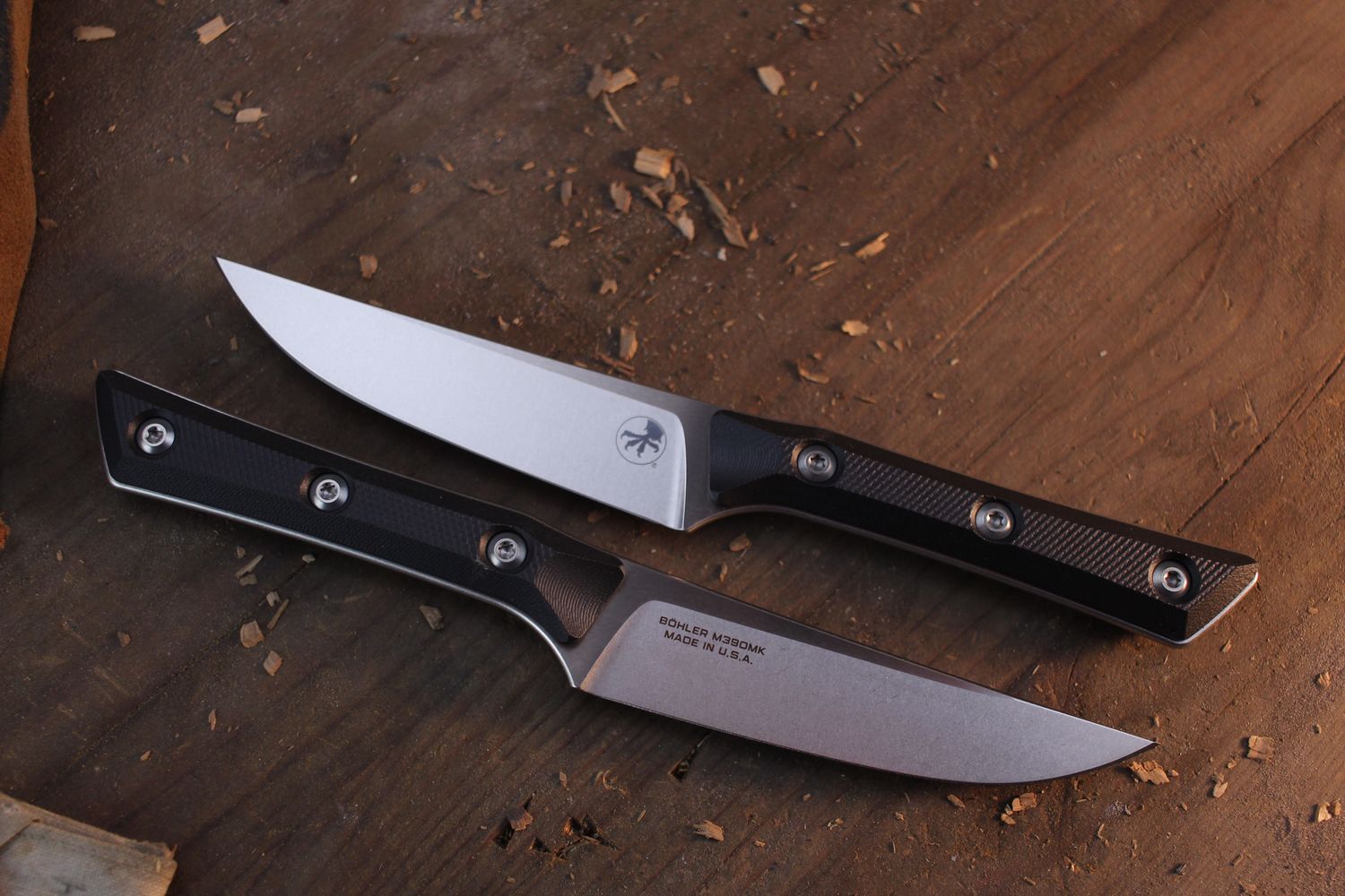 Microtech Kitchen 4.5&quot; Steak Knife Set / Black G-10 / Stonewashed M390MK