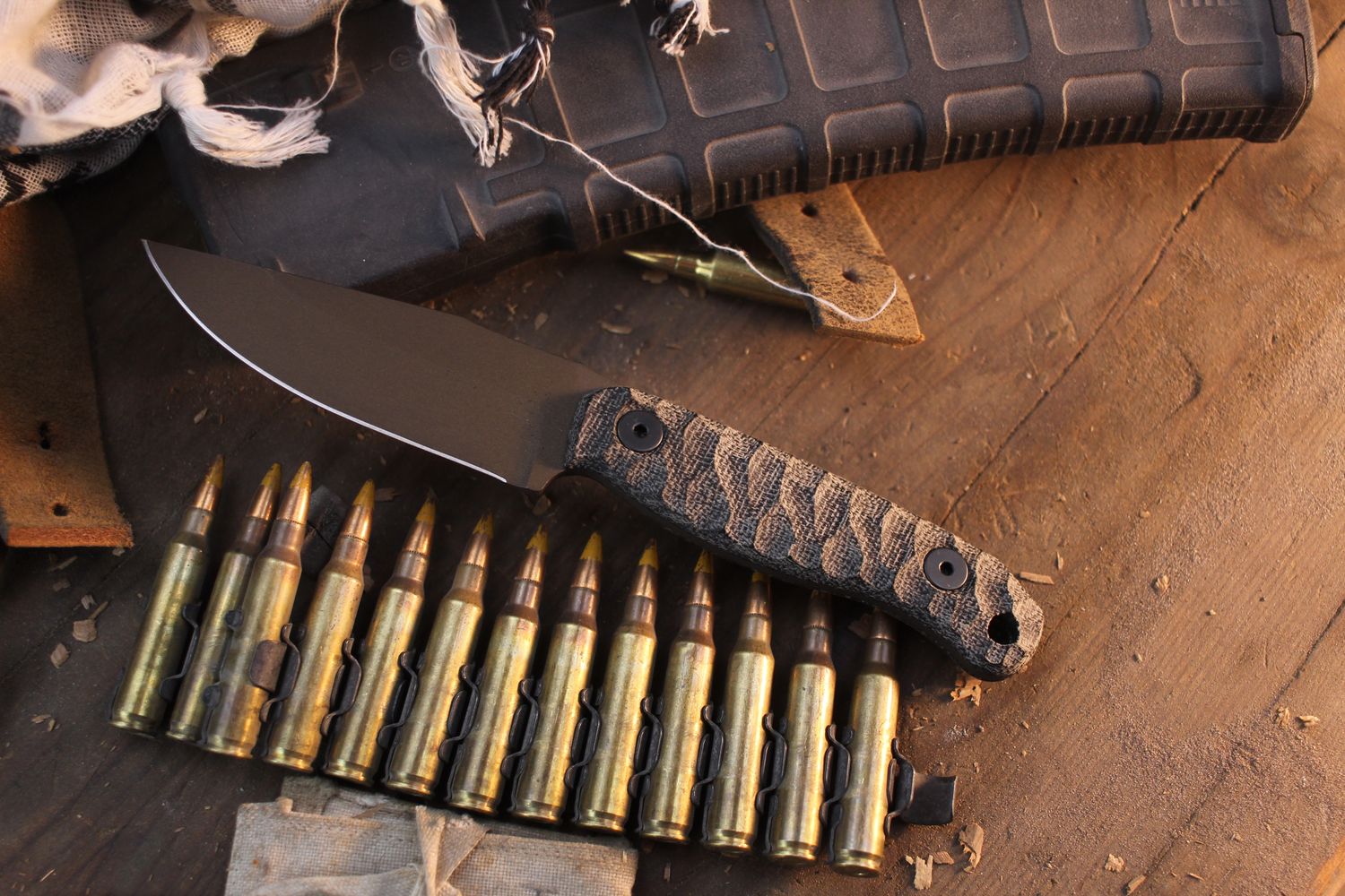 Half Face Blade Featherlight 3.35” Fixed Blade / Black Canvas Micarta / Burnt Bronze Cerakote S45VN