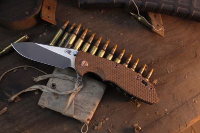 Hinderer XM-18 Hollow Grind Slicer 3.5&quot; Framelock Folder / Natural Micarta &amp; Battle Blue Ti / Two Tone 20CV ( Pre Owned )