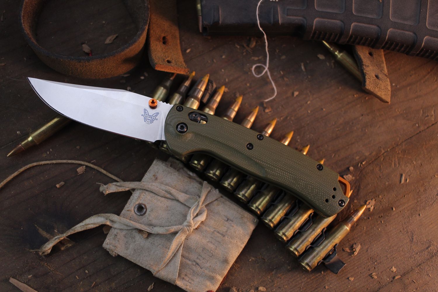 Benchmade Taggedout 3.5&quot; AXIS Lock Folder / OD Green G-10 / Satin S45VN ( Pre Owned )