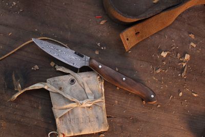 Mark Couch Small 2.75” Caper / Walnut / Alaskan Forged Damascus