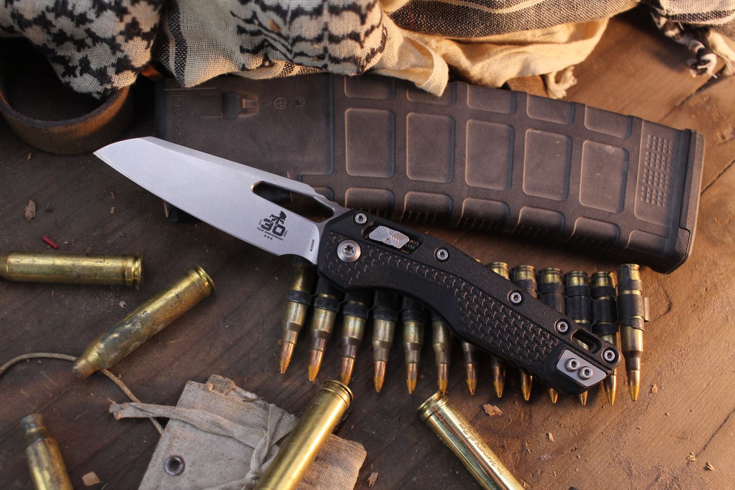 Microtech MSI 30th Anniversary 3.88&quot; RAM-LOK Folder / Black Polymer / Stonewashed M390MK ( Pre Owned )