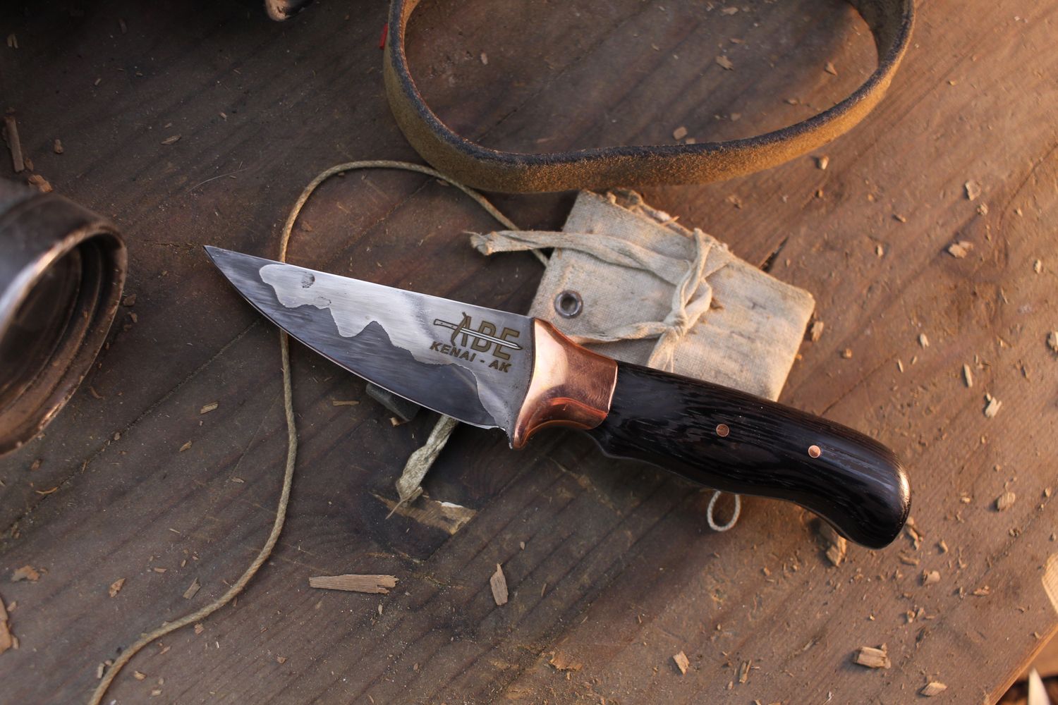 Abe Knives 3.25” Trailing Point Hunter / African Wenge / Alaskan Forged San Mai