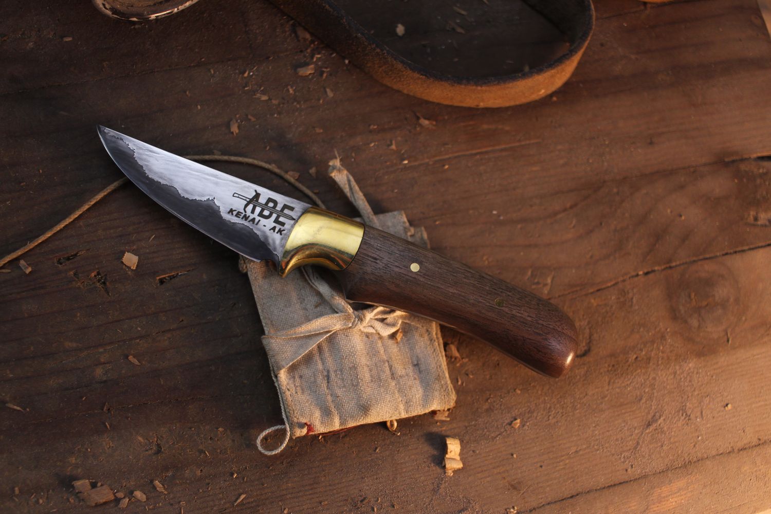 Abe Knives 3” Drop Point Hunter / Black Walnut / Alaskan Forged San Mai